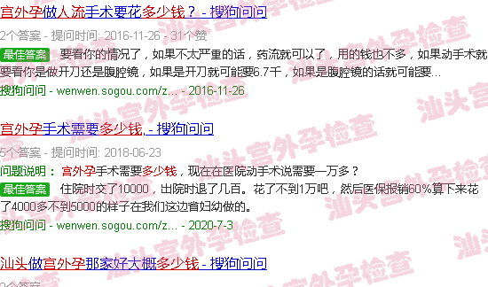汕头宫外孕人流多少钱