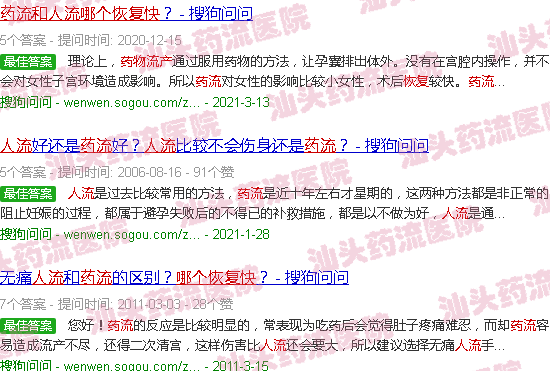 汕头药流和人流哪个恢复快