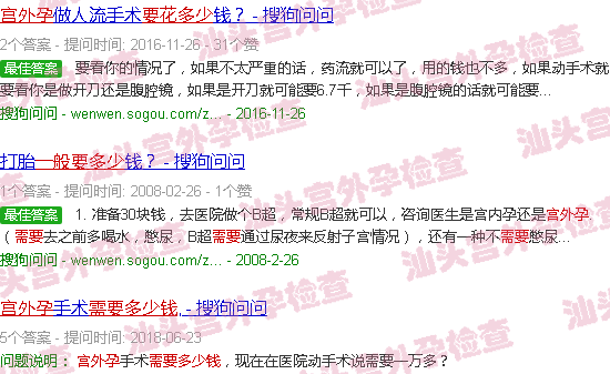 汕头宫外孕流产需要多少钱