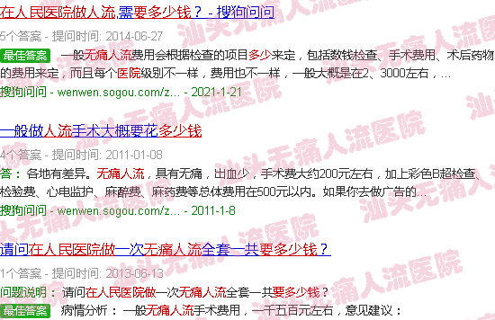 汕头在人民医院做*人流要多少钱