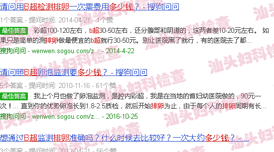 汕头b超检查排卵多少钱