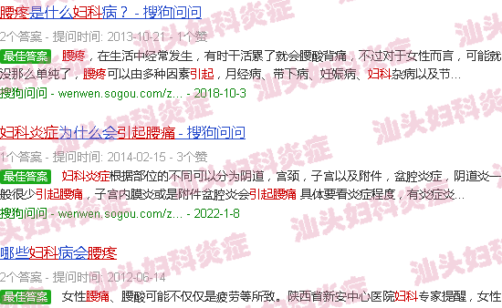 汕头哪种妇科炎症导致腰痛