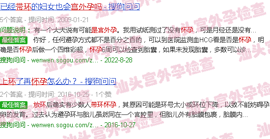 汕头上环怀孕是宫外孕吗