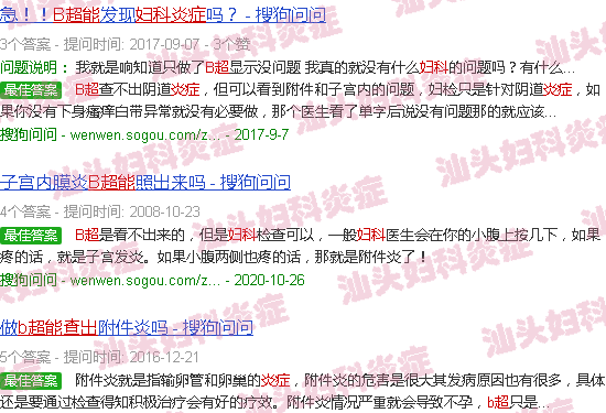 汕头妇科炎症b超能查出吗